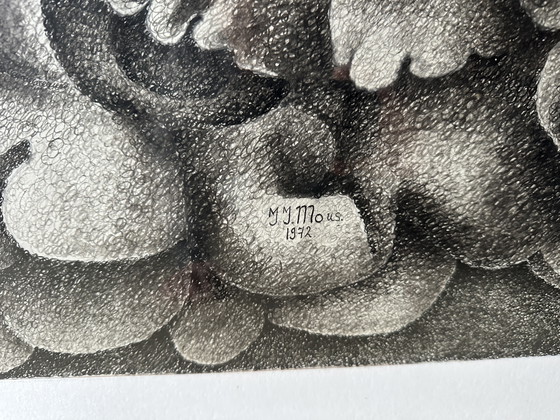 Image 1 of Abstract schilderij/tekening in luxe wissellijst