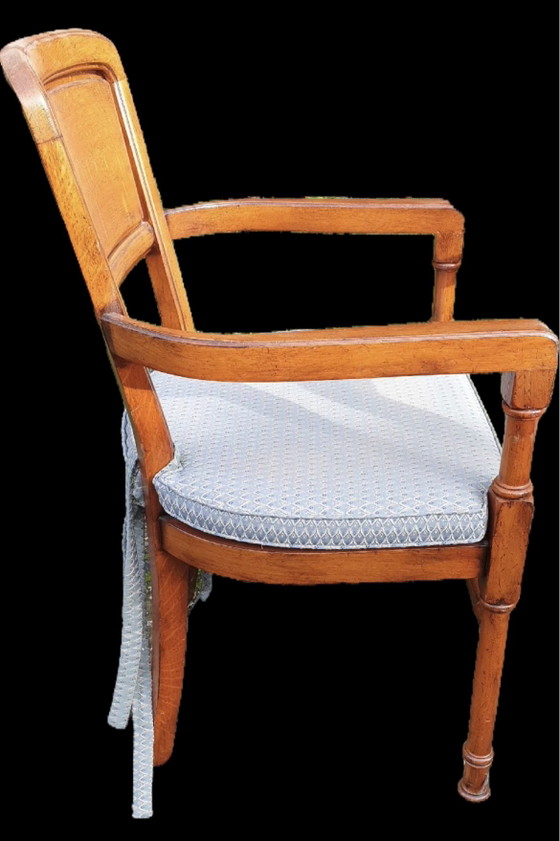6 chaises de salle à manger RAC en bois de cerisier avec accoudoirs – Textile (photo 5 of 6)