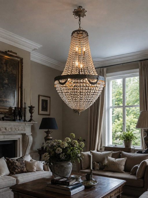 Imposante Vintage Kristallen Kroonluchter | 125 Hoog | 60 Diameter – Bronze, Crystal (photo 2 of 6)