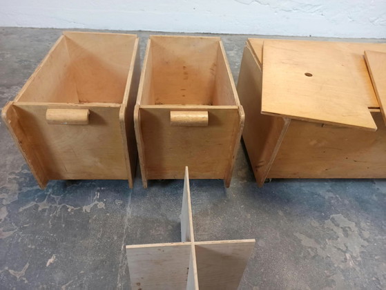 Juego de 3 baúles de madera con ruedas, Armarios de almacenamiento, Marrón (foto 7 de 15)