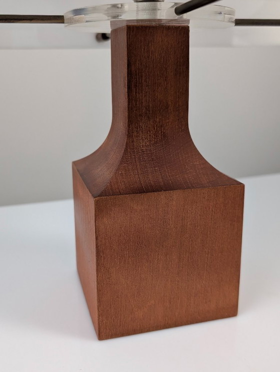Danish Modern Teak Table Lamp with Pagoda Acrylic Shade, 1960s – Plastic, Wood (photo 8 of 10)