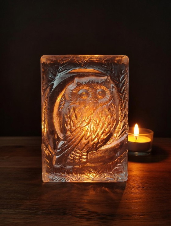 Image 1 of Magnifique hibou en cristal – Ingridsgläser Bleikristall Allemagne 1970