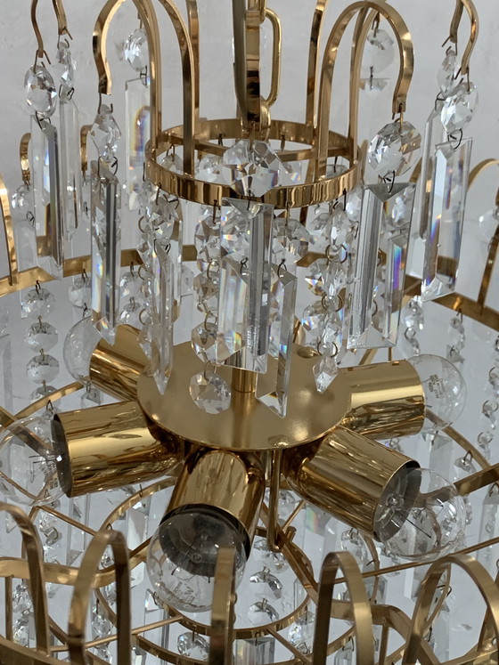 Image 1 of Original Vintage Massive Crystal Chandelier – 1970s Waterfall