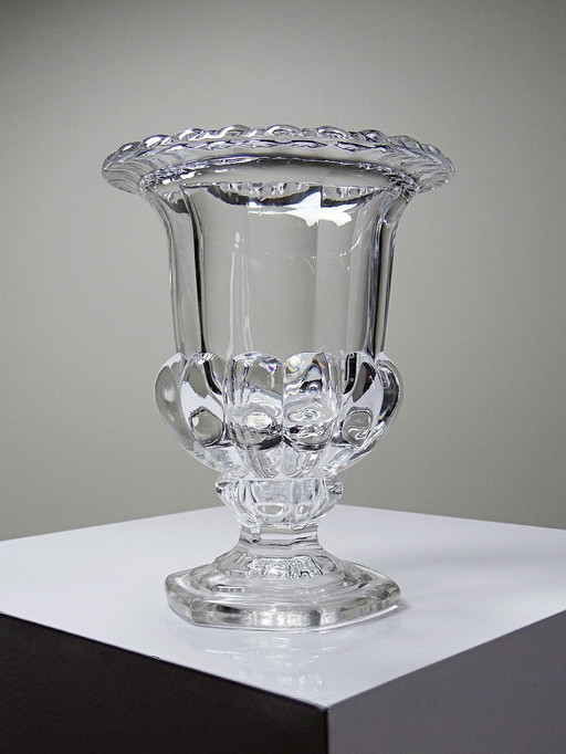 Vase Médicis cristal/verre cristallin moulé incolore vintage