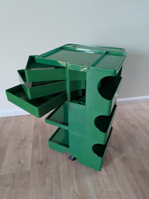 Chariot Boby vert vintage conçu par Joe Colombo pour Bieffeplast, années 1970