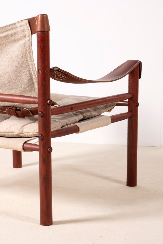 Image 1 of Fauteuil Sirocco d'Arne Norell en frêne et toile, Suède des années 1960