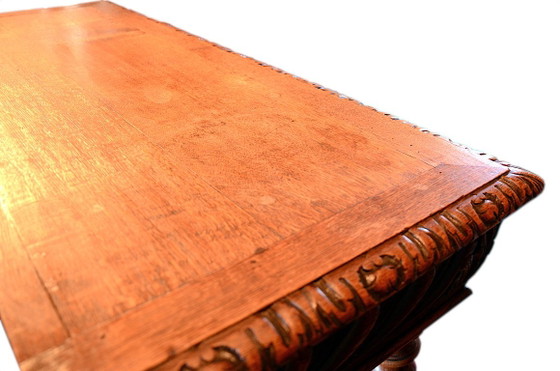 Console, desserte ou petit buffet en chêne, époque 1900, style Louis XIII – Wood (photo 7 of 13)