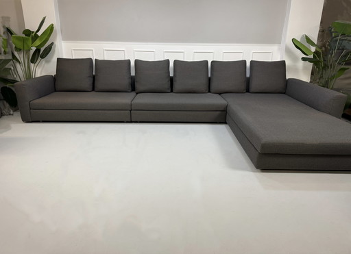 Minotti Kline Sofa Fabric Designer Couch Corner Sofa Gray With Cushions