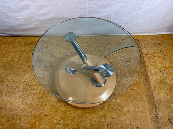 Image 1 of Table basse pivotante Vintage Tokyo Twist – Plateau en verre extensible – Design moderne du milieu du siècle. Affirmez votre sty