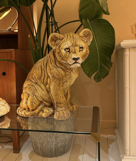 Image 1 of Lionceau en terre cuite fabriqué en Italie