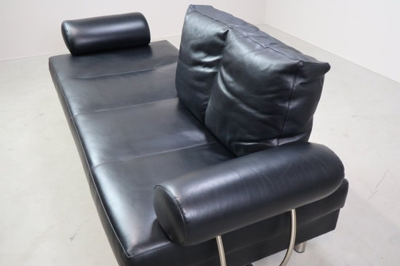 Image 1 of Divano/letto Zanotta "Europa" in pelle nera, Italia 1988