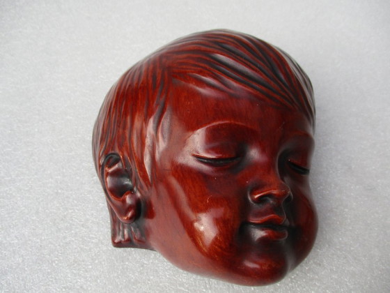 Image 1 of Goebel SchauBach Wall sculpture of girl's face, material Achatit, 1957.(D).