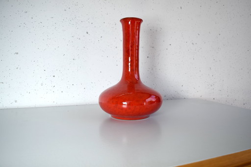 1960s Red Vintage Ceramic Vase West Germany