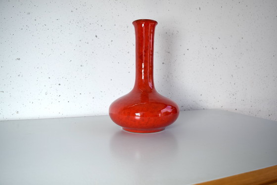 Image 1 of Vaso in ceramica vintage rosso anni '60, Germania Ovest 