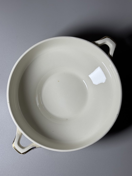 Image 1 of Zuppiera Art Déco vintage con sottopiatto – Boch Frères, Belgio, anni '40