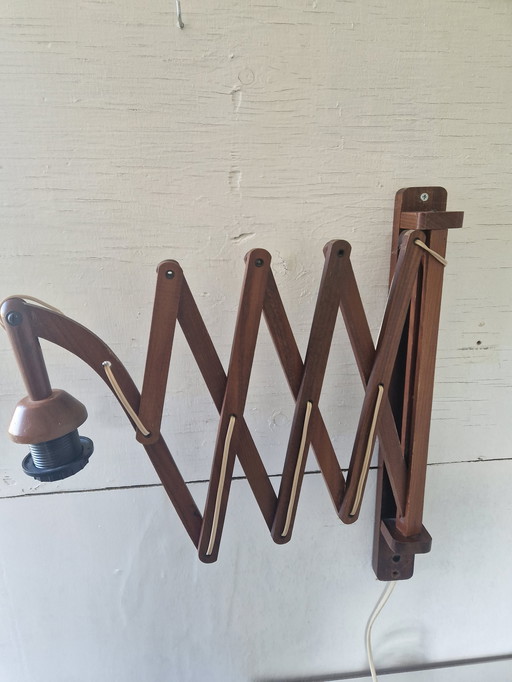 Dutch Teak Scissor Lamp