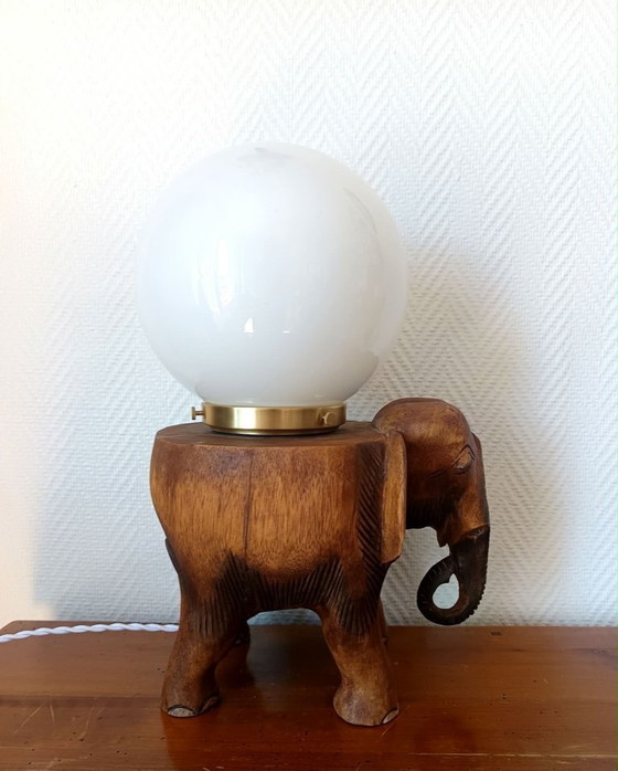 Image 1 of Elephant and opaline lamp