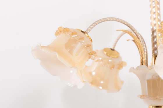 Image 1 of Kroonluchter 'Bloem' van Muranoglas, jaren 60, Italië