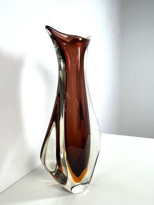 Gran jarrón Sommerso de cristal de Murano de Flavio Poli para Seguso Italia, años 60.