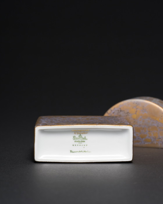 Image 1 of Vase et boîte à couvercle vintage Helmut Drexler Rosenthal en porcelaine allemande Goldfeuer