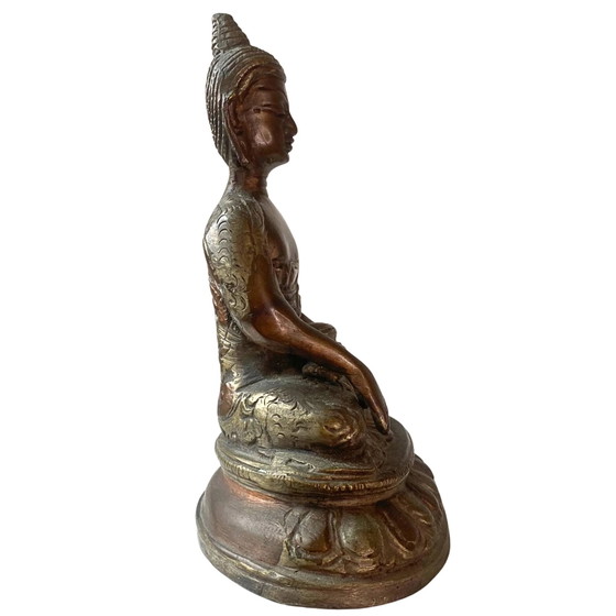 Bouddha birman ancien en bronze doré au feu – XVIIIe/XIXe siècle – Patine de qualité musée – Sculptures (photo 3 of 9)