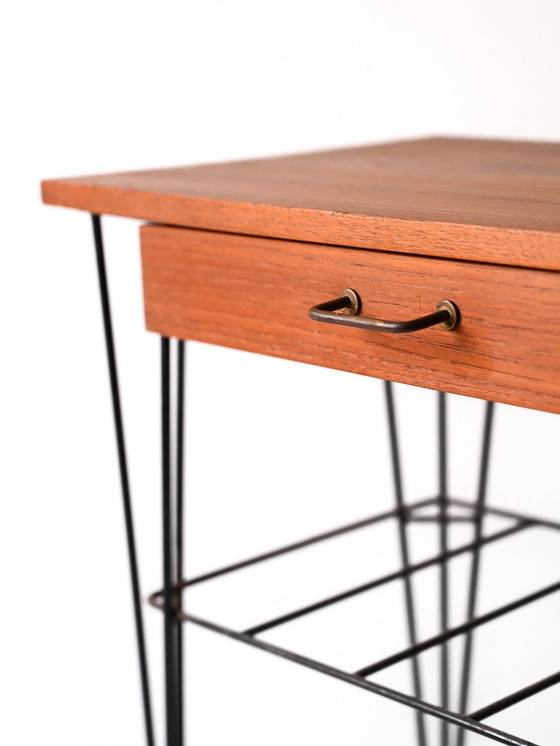 Image 1 of 1950s/60s Scandinavian teak and iron nightstand