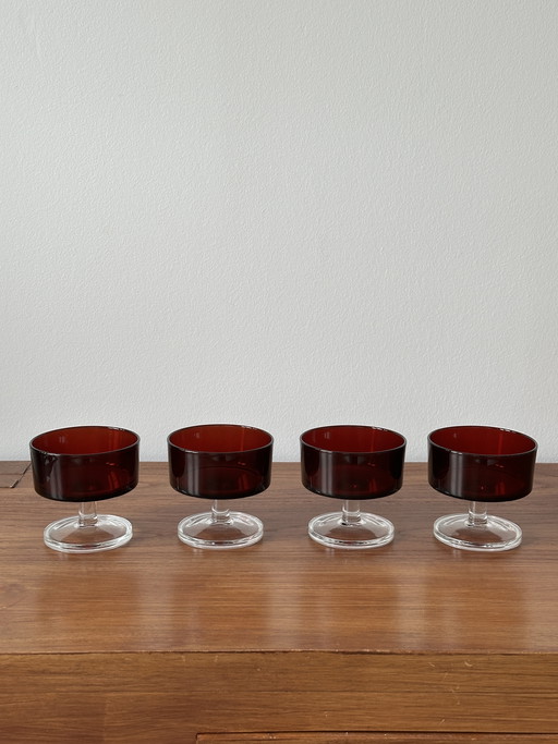 Luminarc Verrerie D’arques Ruby Red champagne/dessert coupes