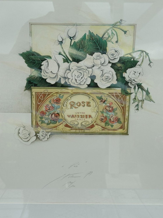 Image 1 of Lithographie originale en couleurs « Rose » – Susanne Hartmann (1991)