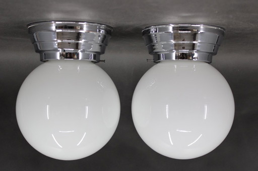 1940s Pair of Art Deco Ceiling or Wall Lights, Czechoslovakia