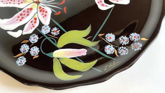 Image 1 of PLAT LONGWY aux LYS earthenware signed L. VALENTI