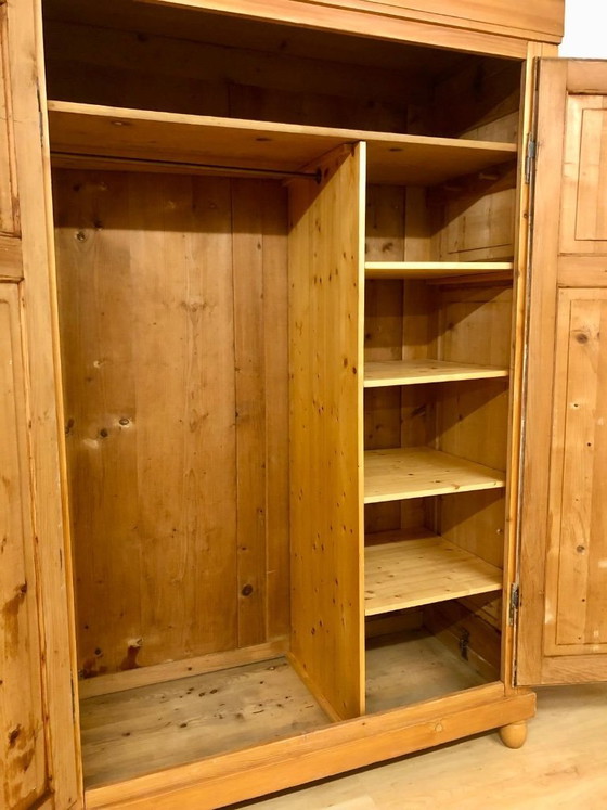Image 1 of Country-style wardrobe, Art Nouveau wardrobe, farmhouse wardrobe, softwood wardrobe circa 1900