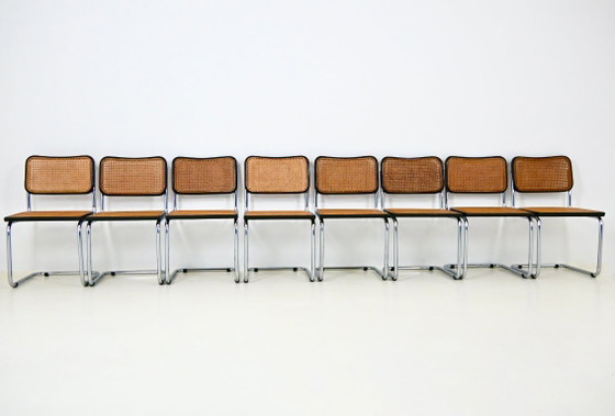 Sedie da pranzo Stile B32 di Marcel Breuer, Set di 8 – Rattan, Legno (photo 3 of 8)