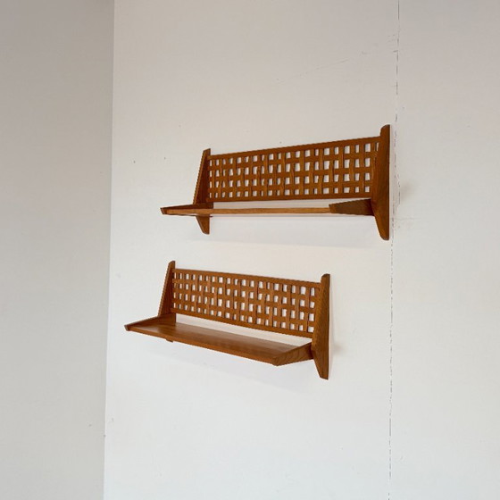 Set van 2 Mid-Century Wandrekken met Gevlochten Rugpaneel – ÚLUV – Wood (photo 4 of 11)