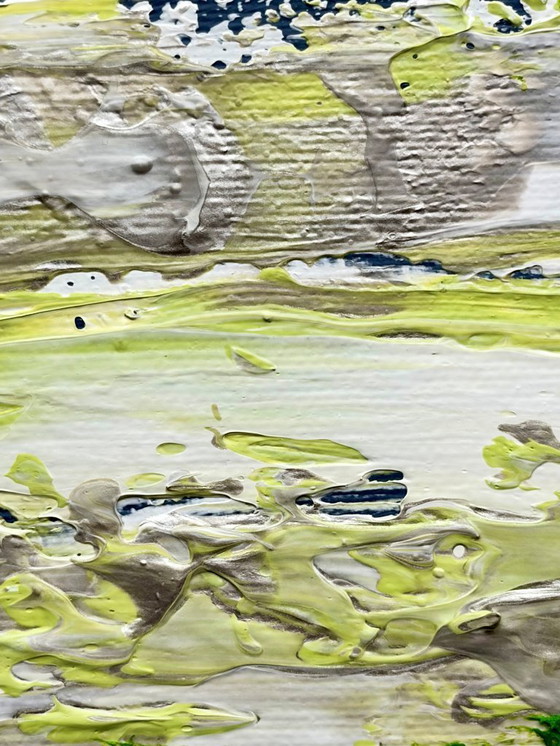 Image 1 of Abstract painting VOLT Chlorophyll, original modern artwork 18 x 24 cm.