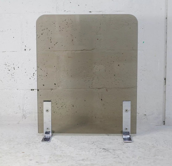 Image 1 of Pare-feu Saint-Gobain, Acier Chromé et Verre Fumé, France