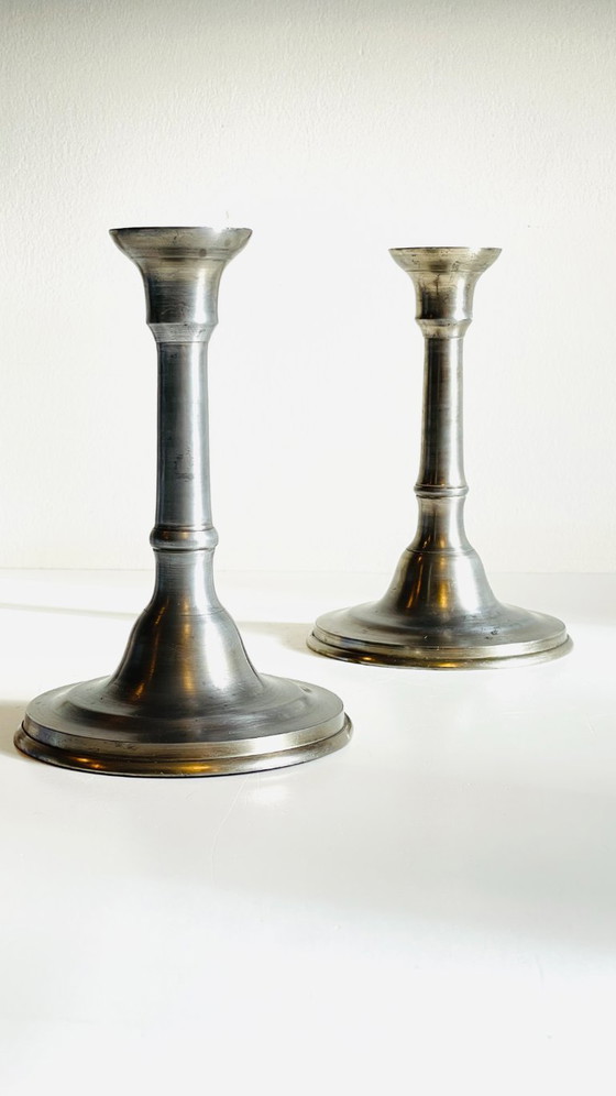 Image 1 of Vintage Silver Metal Candlesticks