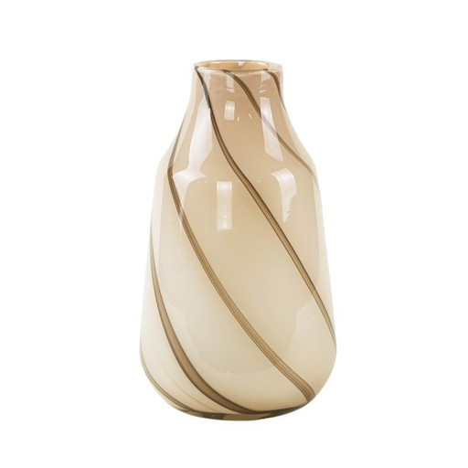 Beige glass vase, Danish design, 1970s, made in Denmark