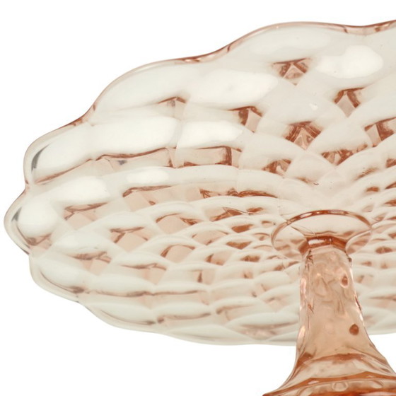 Image 1 of Pink Cake Stand Art Deco Diamond Pattern