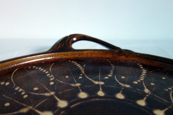 Image 1 of Großes antikes glasiertes Keramiktablett
