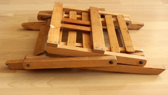 Image 1 of Vintage folding wooden children's chair 50s
