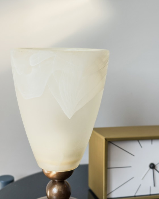 Image 1 of Vintage R.S.-Leuchten Tafellamp en IKEA MYGGJAGARE Bureauklok - Goudkleurig