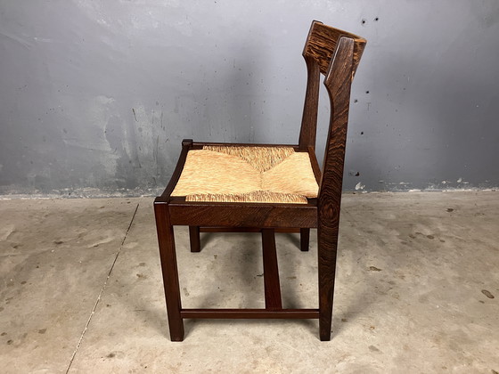 Image 1 of 6 Stühle Binsen Wenge Brutalist Mid Century