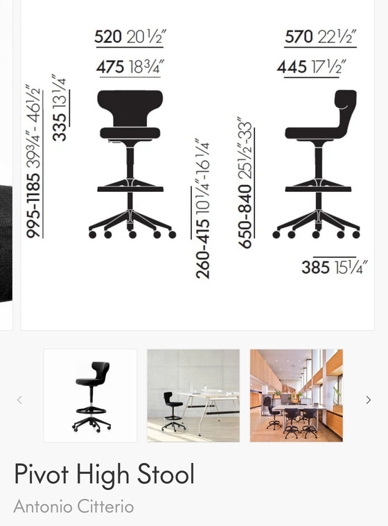 Image 1 of Vitra Pivot hoge stoel - zeer bon état