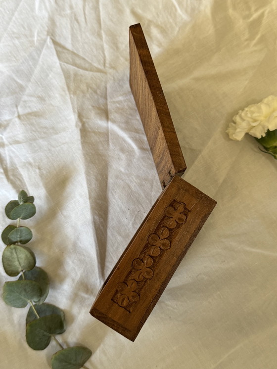 Image 1 of Vintage brass and wood box