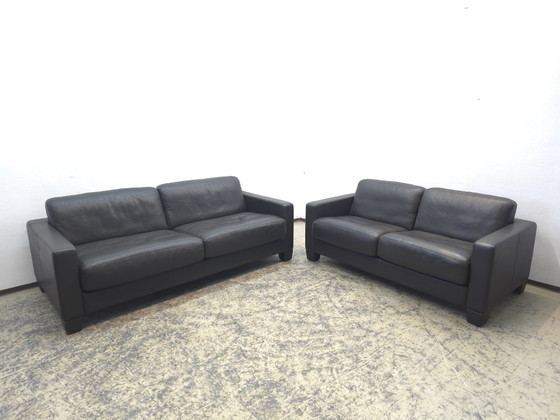 Image 1 of De Sede ds 17 bruine designbank, leren bank, De Sede tweezitsbank, driezitsbank