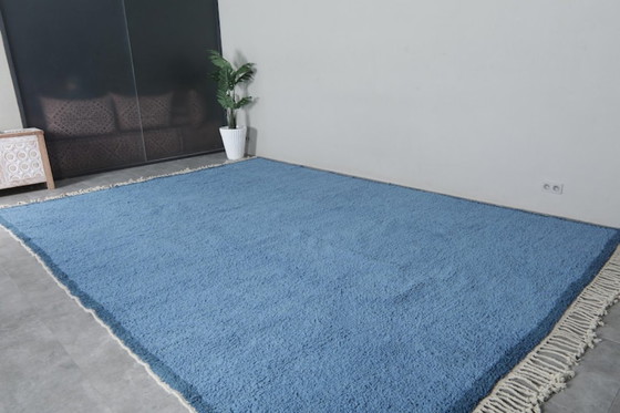 Image 1 of Tappeto Beni Ourain blu - Tappeto marocchino - Tappeto blu tinta unita - 230x140