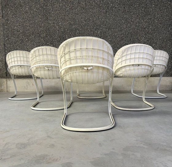 Chaises de salle à manger Gastone Rinaldi « Pascale », années 1970 - Lot de 6 – Leather, Metal (photo 6 of 12)