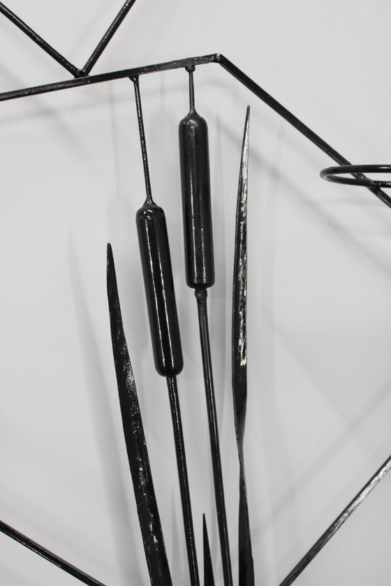 Image 1 of Jardinera divisoria de ambientes de metal negro de mediados de siglo, década de 1970