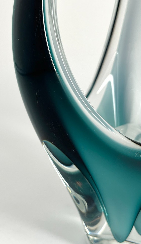 Image 1 of Paul Kedelv für Flygsfors – Muschelvase – Schwedisches Kunstglas 1950er Jahre