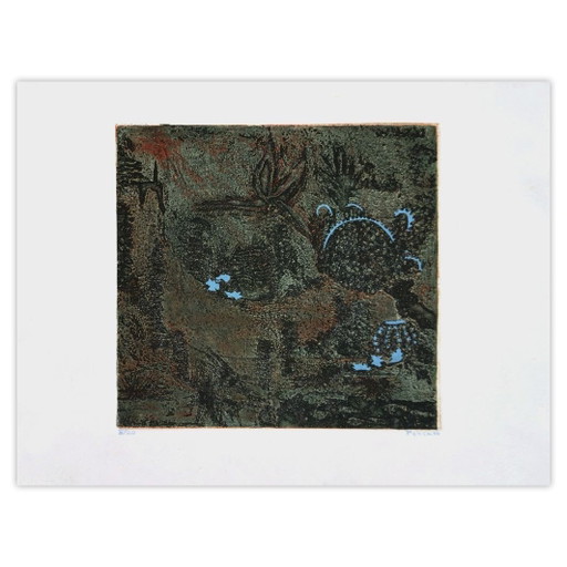 Monique PEHEM (BRETON-PROUTÉ) Gesigneerde ets Cactus Garden 2004 – lithos zeefdrukken, Paper